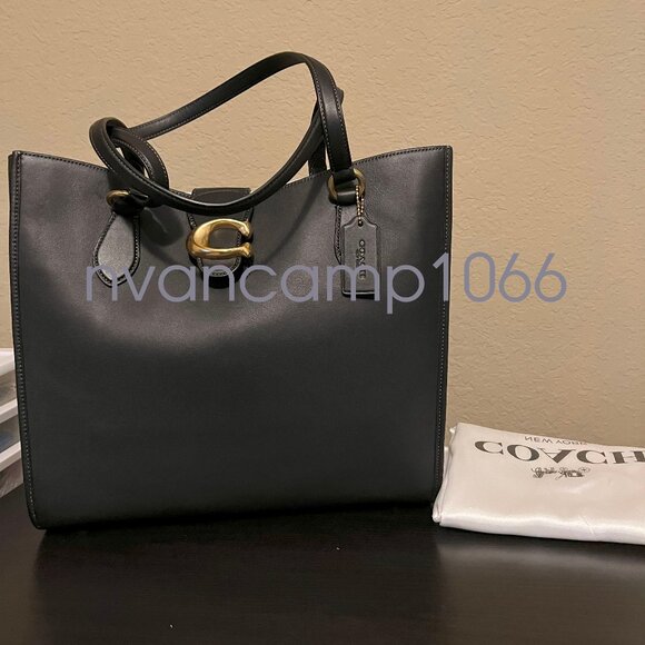 COACH THEO BLACK LEATHER TOTE *new condition* - Picture 1 of 5